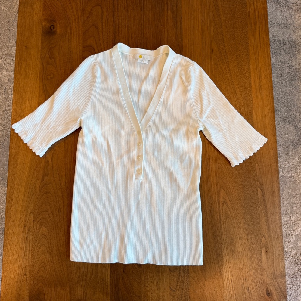 Boden Ribbed Knitted Top T-Shirt Women's White Size 8